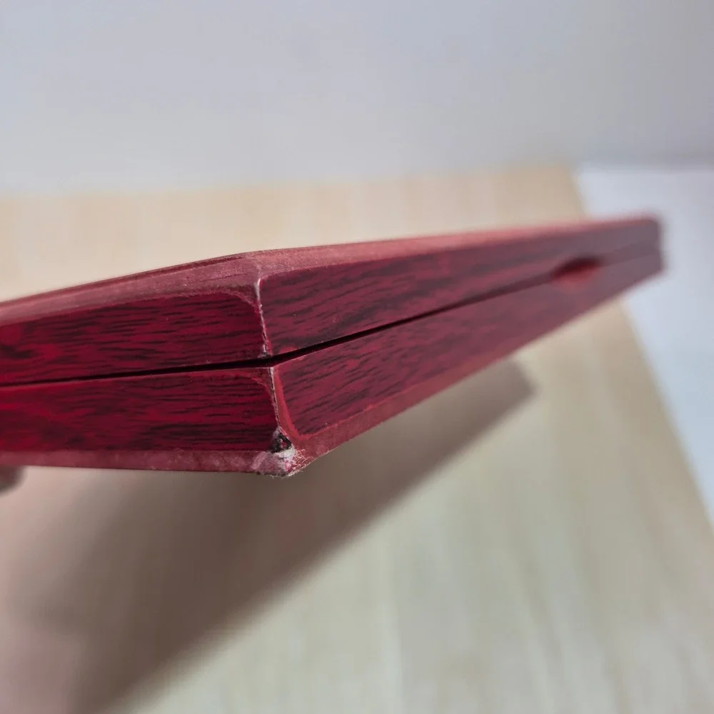 Wooden Display Box Red‎ Wood Grain Compartments Velvet Lined Collectible Storage